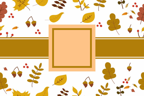Concepto de otoño patrón estacional con las hojas amarillas que caen y las ramas y el espacio de copia para el texto o el diseño. Vector ilustración otoño plantilla fondo - Vector, imagen