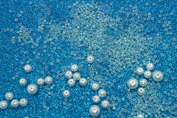 Niebieskie szklane koraliki tło - Zdjęcie, obraz