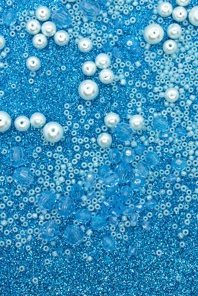 Blue Glass beads background - Photo, Image