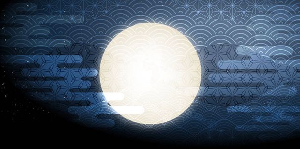 Halloween luna llena patrón japonés fondo - Vector, Imagen