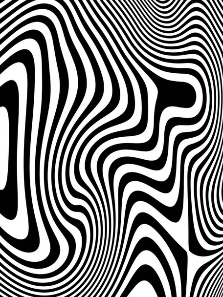 Vervorming. Zwarte en witte abstracte achtergronden met lijnen om ongewone texturen te creëren. - Foto, afbeelding