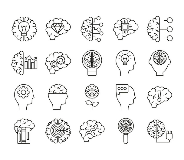 bundle of brains organs set icons - Vector, Image