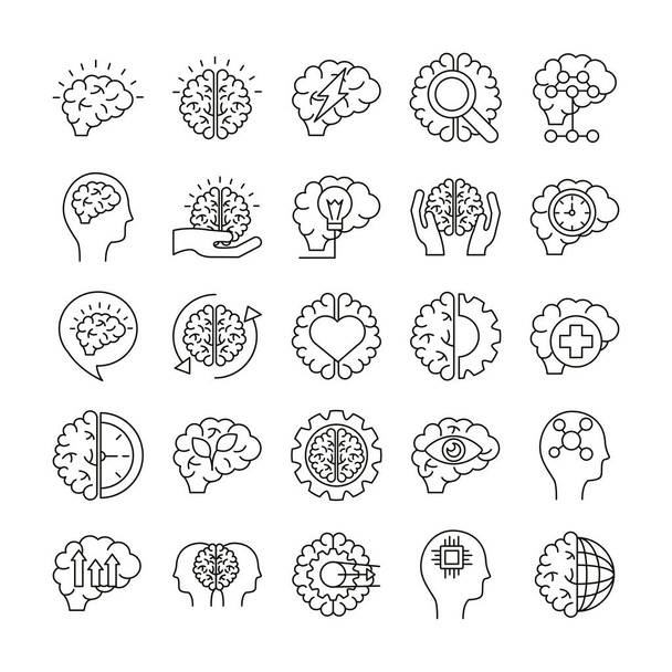 bundel van hersenen organen set pictogrammen - Vector, afbeelding
