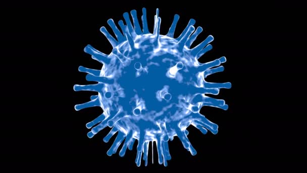 Видеоизображение коронавируса ковида-19 в пространстве вращается на тёмном фоне - Кадры, видео