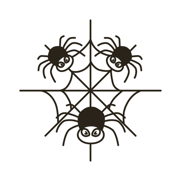 halloween hämähäkit linja tyyli kuvake - Vektori, kuva