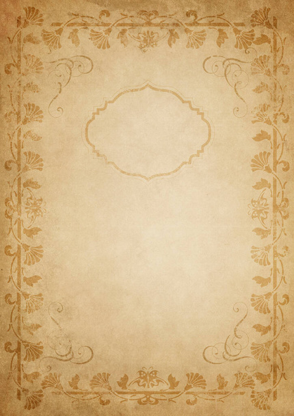 Old grunge paper background with decorative vintage border. - Foto, immagini
