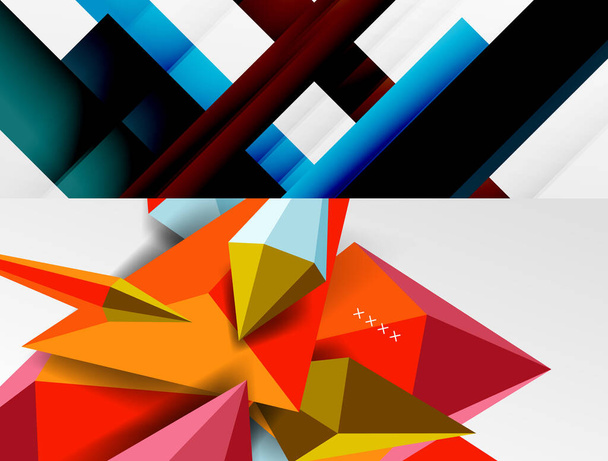 Joukko trendikkäitä geometrisia kuvioita. Abstrakteja taustoja kannet, bannerit, lentolehtiset ja julisteet ja muut mallit - Vektori, kuva