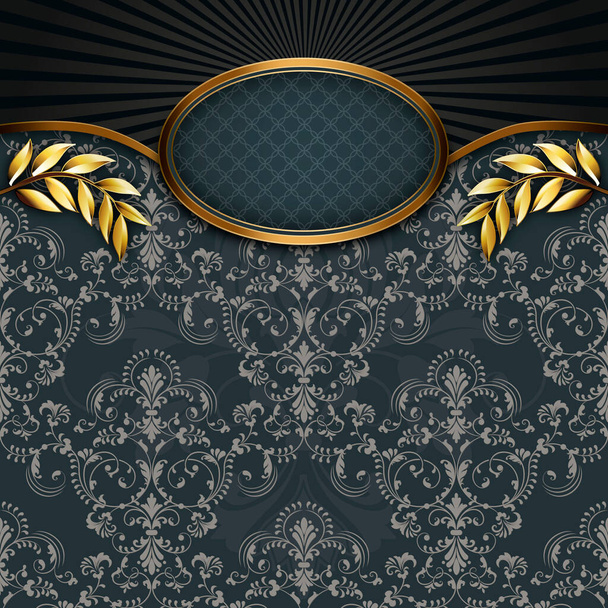 Декоративный задний фон с элегантными винтажными узорами и золотой рамой. - Фото, изображение