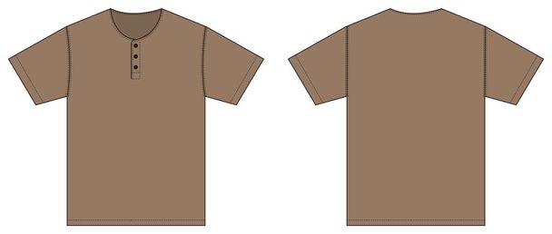 Modèle de chemise à manches courtes (col Henry) illustration vectorielle / brun, beige - Vecteur, image