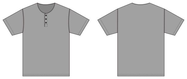 Shirt met korte mouwen (Henry hals) template vector illustratie / grijs - Vector, afbeelding
