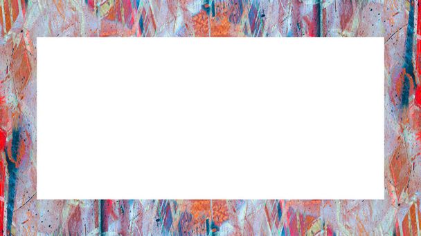 Starý Grunge ošlehaný loupaná omítka nástěnný rám s abstraktní starožitné popraskané textury. Retro Stucco poškrábaný vzor. Prázdné místo pro obrázek, text. Vodorovný nápis - obdélník - Fotografie, Obrázek