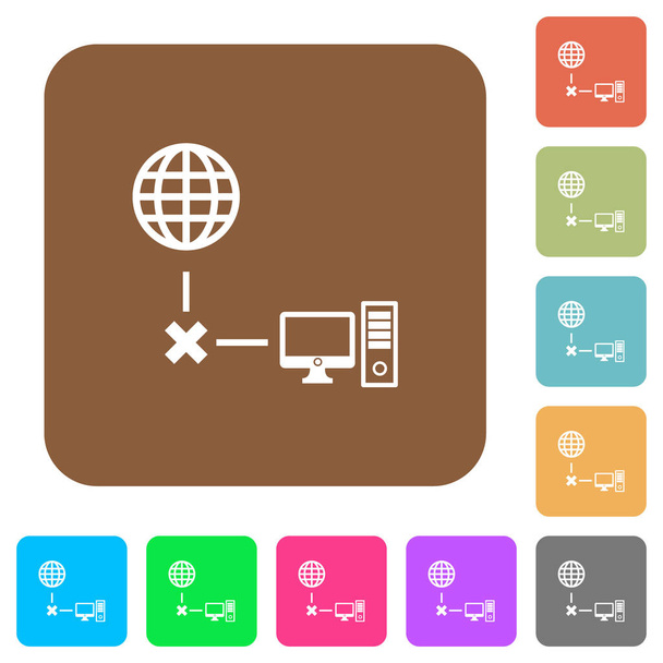 Offline-Computer flache Symbole auf abgerundeten quadratischen lebendigen Farbhintergründen. - Vektor, Bild