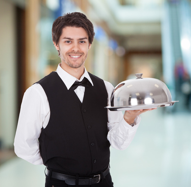 Waiter with Silver Tray - Фото, зображення