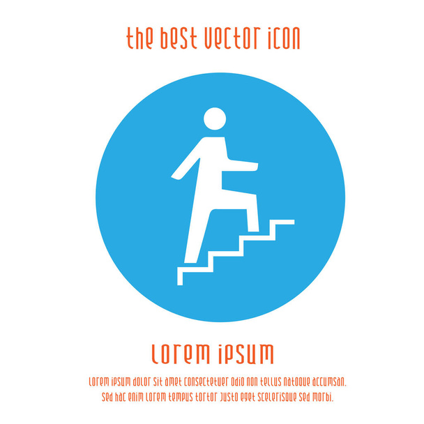 L'homme dans l'escalier monte l'icône vectorielle eps 10. Symbole de promotion. Illustration isolée simple. - Vecteur, image