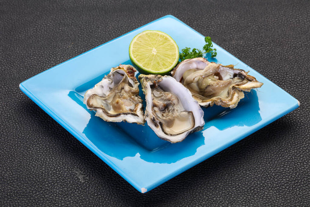 Fresh Oysters with lime and parsley - Photo, Image
