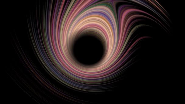 Flussi colorati animati o linee di vernici che girano intorno buco nero. Shadowplay con luce e colori - Filmati, video