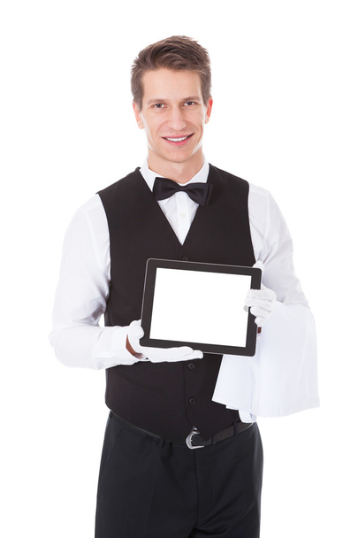 Waiter Holding Tablet Pc - Foto, Imagem