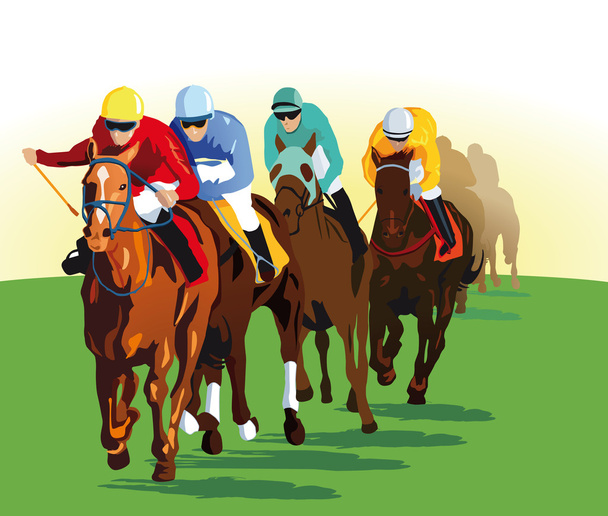 Galloping horse racing - Vector, Image