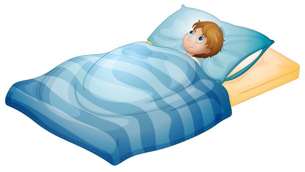 Un garçon couché dans son lit
 - Vecteur, image