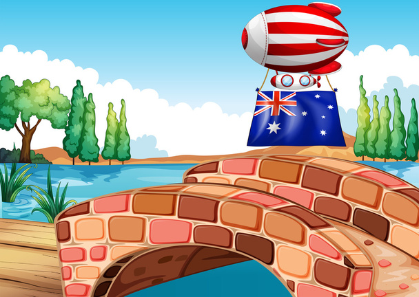 The flag of Australia carried by the floating balloon - Vector, Image