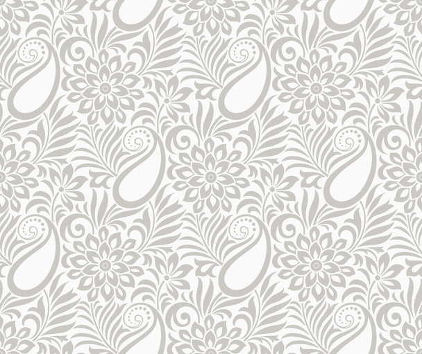 Seamless paisley with flower - Vector, Image