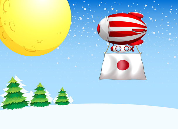 yüzen bir balon ile Japonya bayrağı - Vektör, Görsel