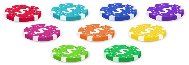 εννέα πολύχρωμα πόκερ μάρκες - Διάνυσμα, εικόνα