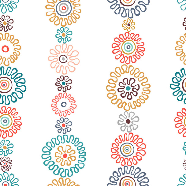 Folk pattern, seamless textile design with bright colorful flowers. Folk art vector ornament. - Vektor, Bild