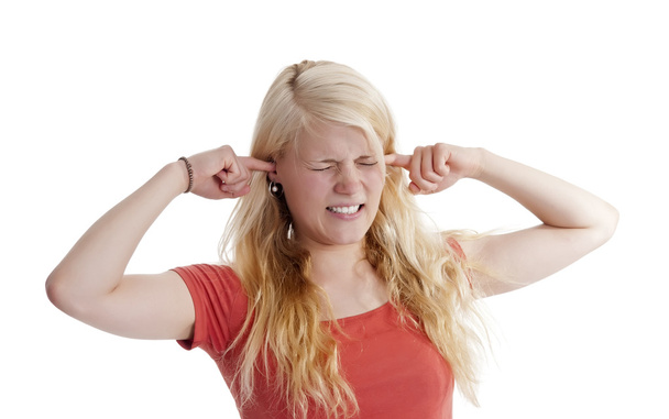 Woman holding her ears - Foto, Imagem