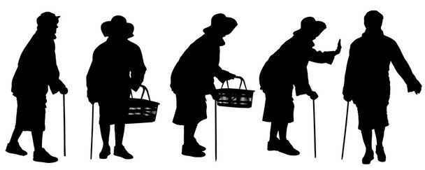 Vector silhouette of a old woman. - Vector, Image