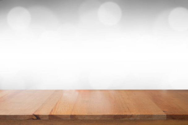 Vazio de mesa com luz borrada gradiente cinza bokeh fundo abstrato. - Foto, Imagem
