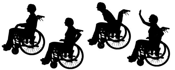 insanların tekerlekli sandalyede Vector silhouettes. - Vektör, Görsel