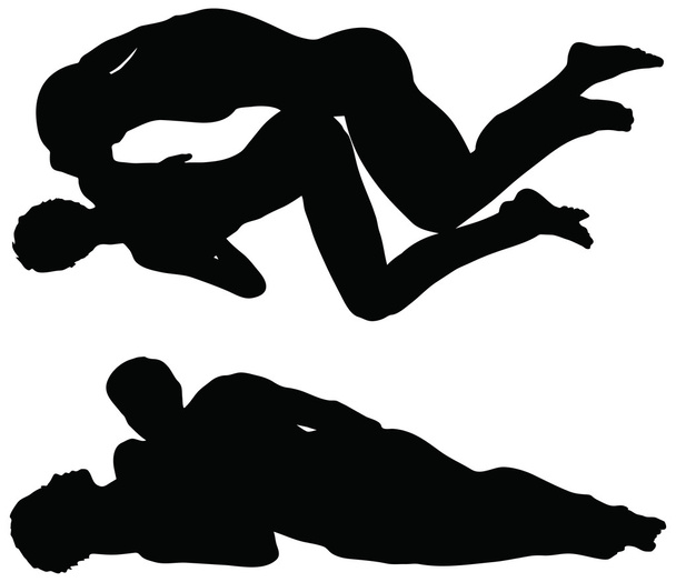silhouette with kama sutra positions on white background - Vector, Image