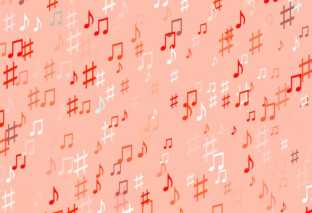 Light Red vector backdrop with music notes. - Vector, afbeelding
