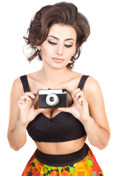 Sexy woman with camera - Photo, Image