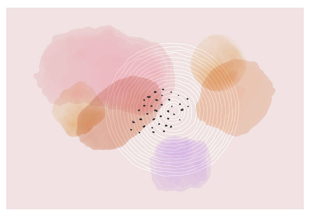 Μοντέρνα αφηρημένη δημιουργική μινιμαλιστική ακουαρέλα καλλιτεχνική ζωγραφισμένα στο χέρι σύνθεση - Διάνυσμα, εικόνα