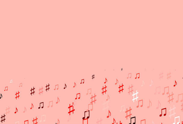 Light Red vector pattern with music elements. - Vektor, Bild