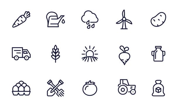 Agriculture - Outline Icon Set - Vector, Image