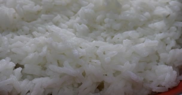 με μακρύκοκκο ρύζι και ένα πιάτο - Πλάνα, βίντεο