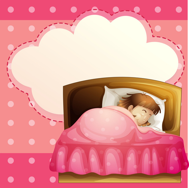 A girl sleeping in her bedroom soundly with an empty callout - Vector, Image