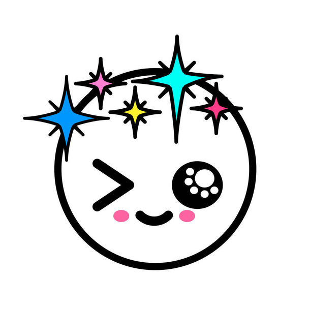 Kawai Stars line art. Sign, symbol, web element. Social media icon. Business concept. Tattoo template. Website pictogram - Διάνυσμα, εικόνα
