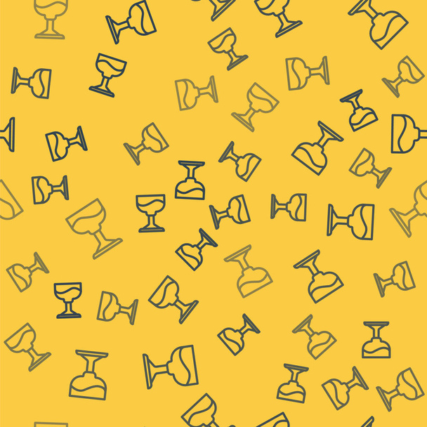 Blue line Cocktail icon isolated seamless pattern on yellow background.  Vector. - Вектор,изображение
