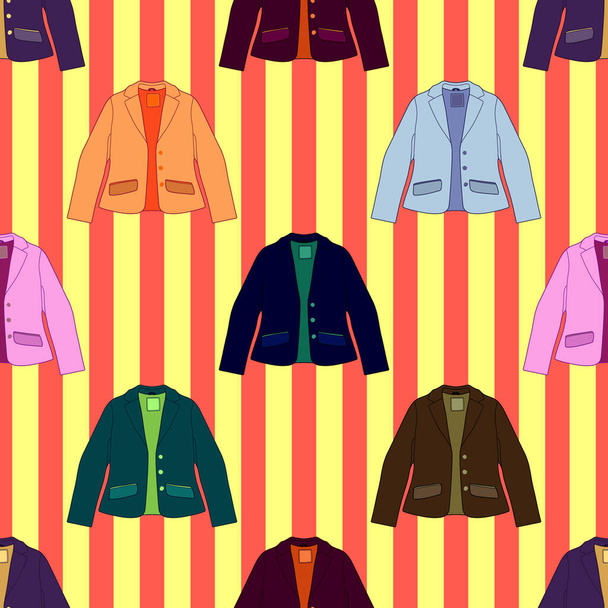 Seamless pattern of different color jackets. Vector stock illustration eps10. - Вектор, зображення