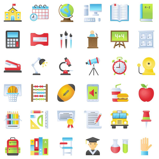 Set di icone vettoriali per il ritorno a scuola, design del gradiente - Vettoriali, immagini