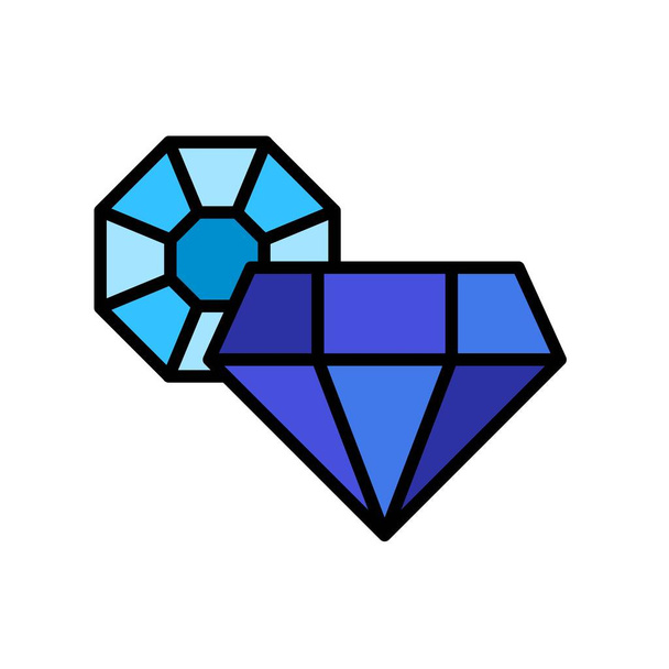 Icono de vector de piedras preciosas, diseño rellenado esquema editable - Vector, Imagen