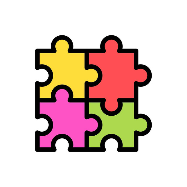 jeu de puzzle lié au divertissement avec quatre pièces de puzzle avec course modifiable - Vecteur, image