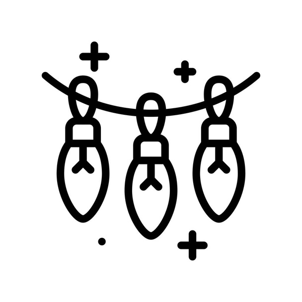 Kerstverlichting lijn ontwerp icoon, vector illustratie - Vector, afbeelding