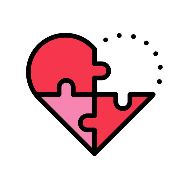 Puzzle coração vetor, Valentine e amor relacionados ícone estilo esboço preenchido - Vetor, Imagem
