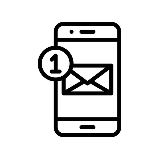 Teléfono móvil con vector de correo, icono de diseño de línea de redes sociales - Vector, Imagen