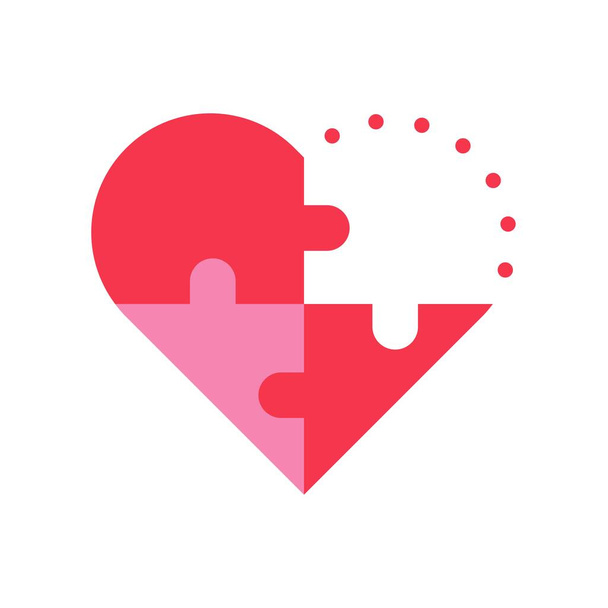 Puzzle coeur vecteur, Valentin et l'amour liée icône de style plat - Vecteur, image